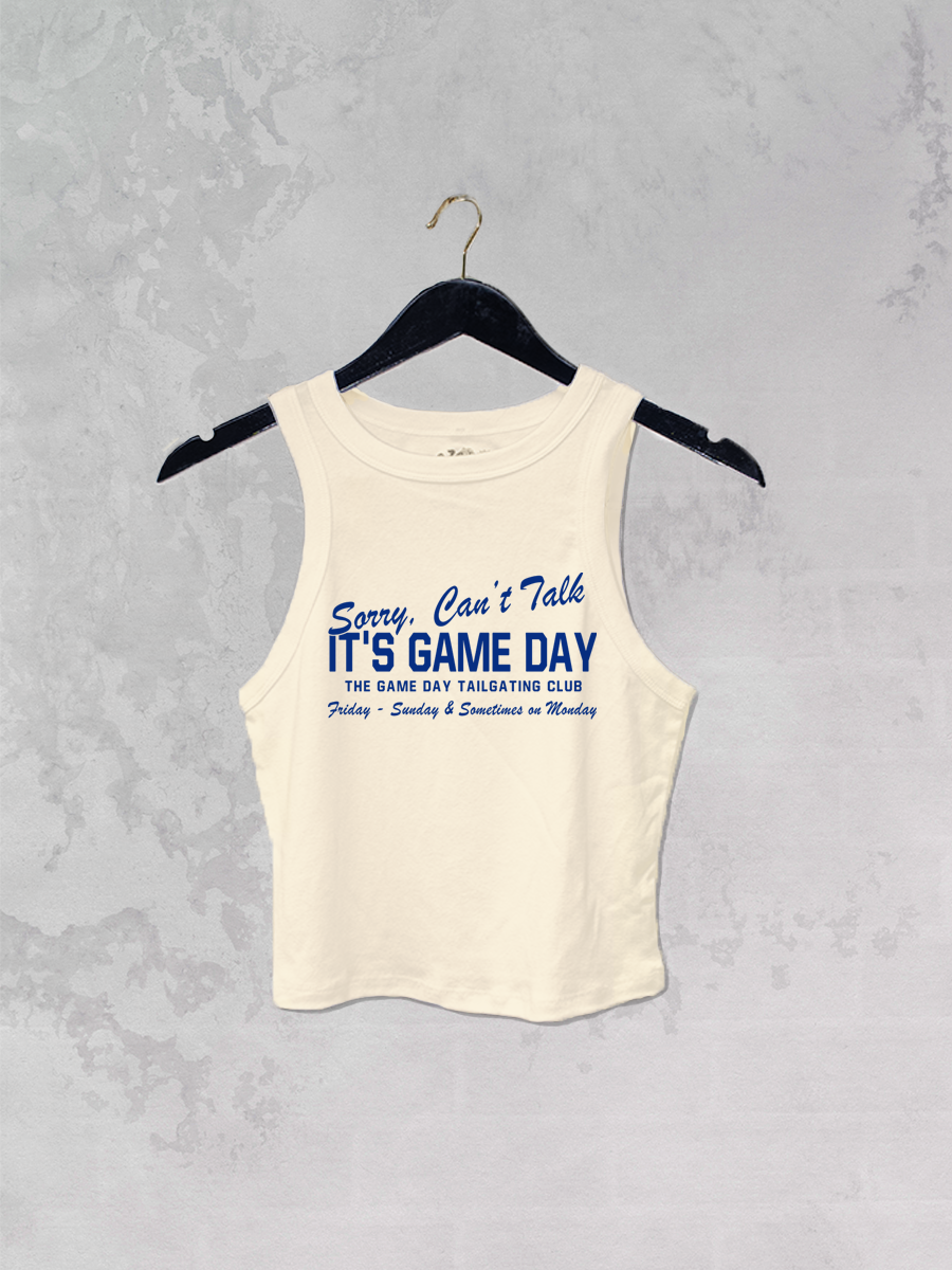 Can't Talk It's Game Day, Micro-Ribbed Cropped Tank