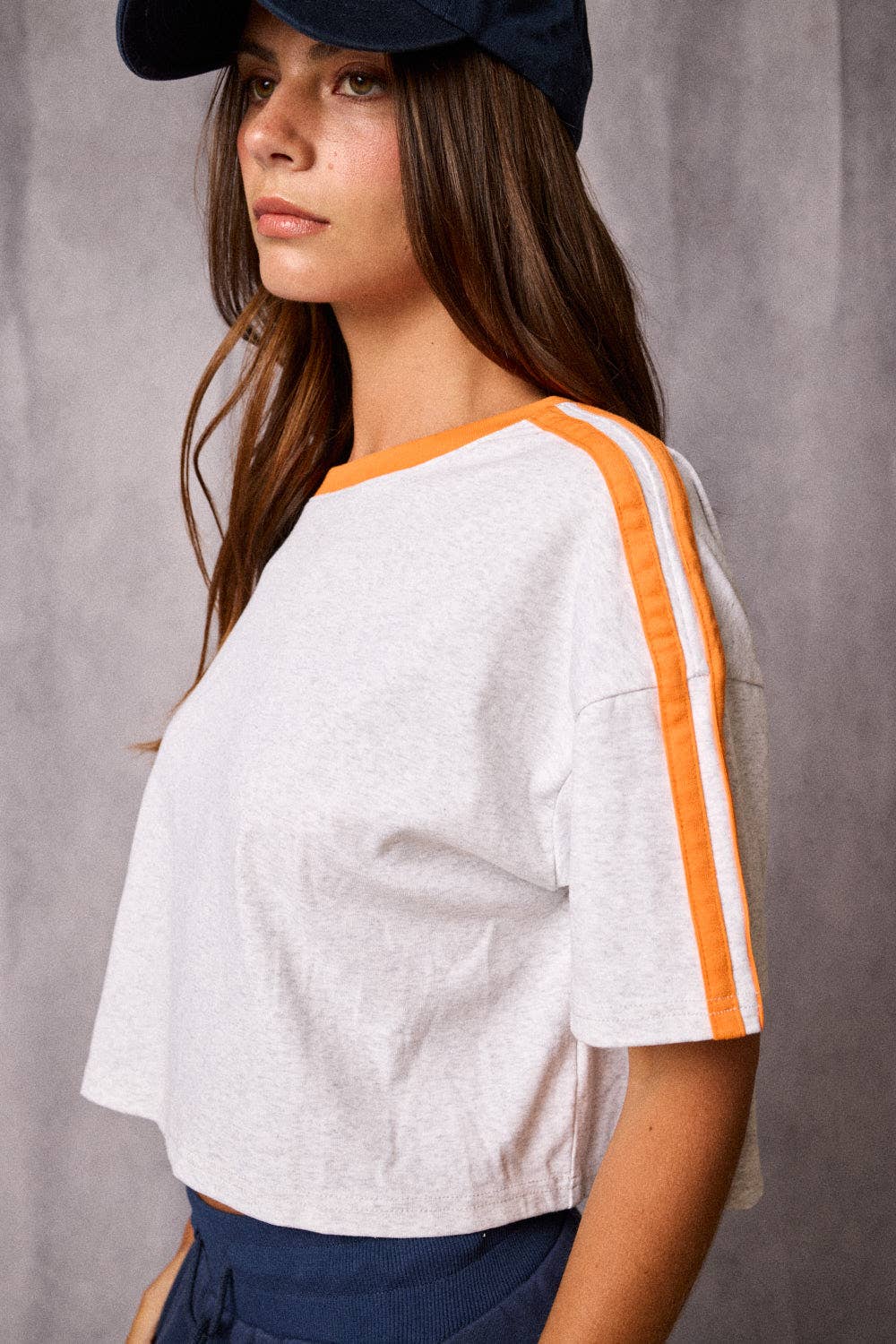 Contrast Trim Cropped Tee