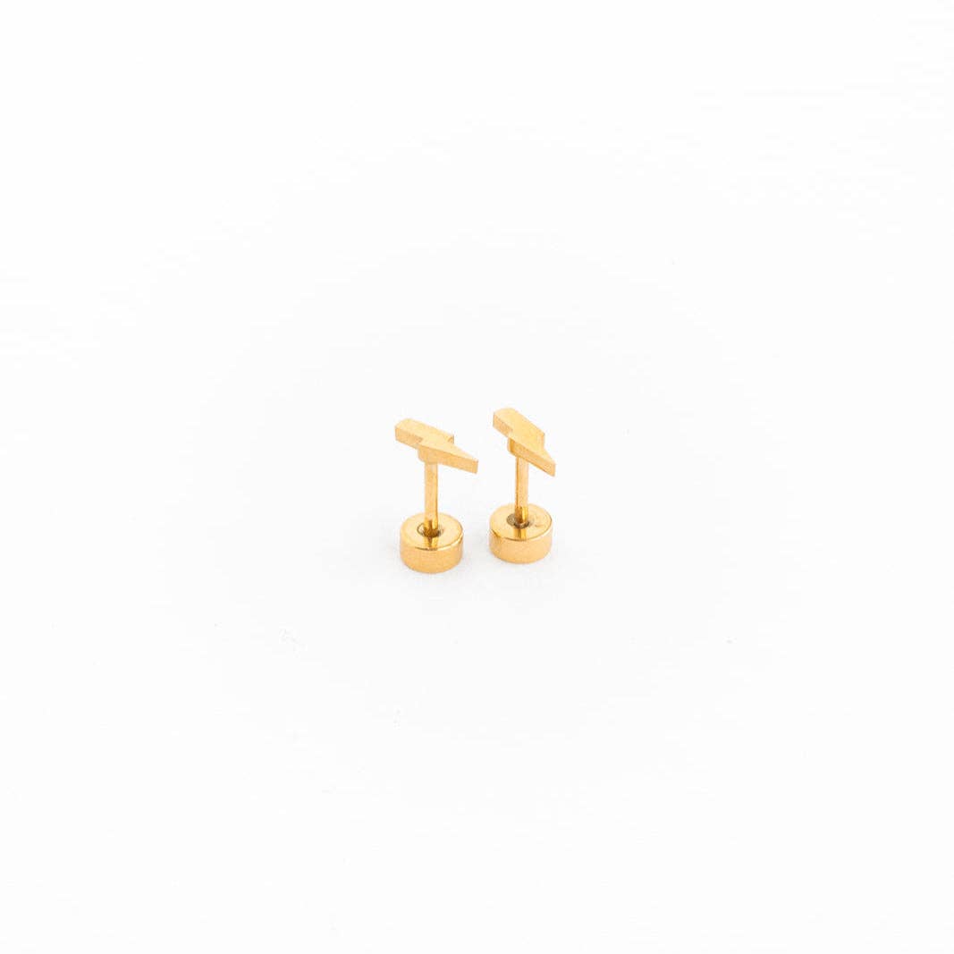 Bolt Stud Earrings - Hypoallergenic, Flat Back, Girl Gift