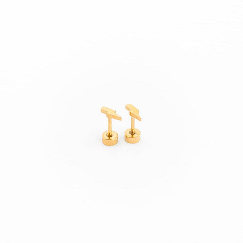 Bolt Stud Earrings - Hypoallergenic, Flat Back, Girl Gift