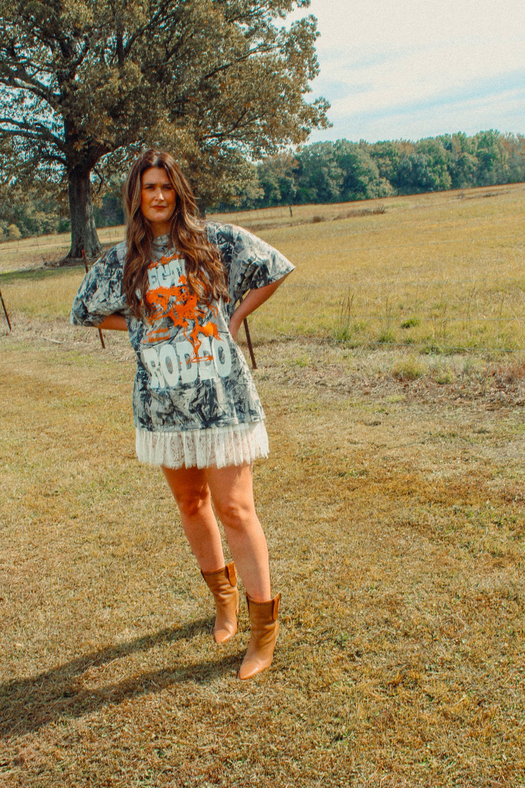 Camo Electric Rodeo, Country Western Boxy Cotton TShirt