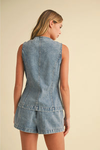 Denim vest and shorts set
