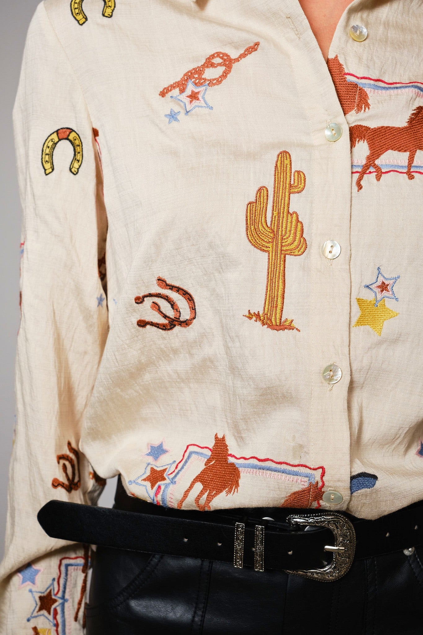 Long sleeve western embroidered shirt