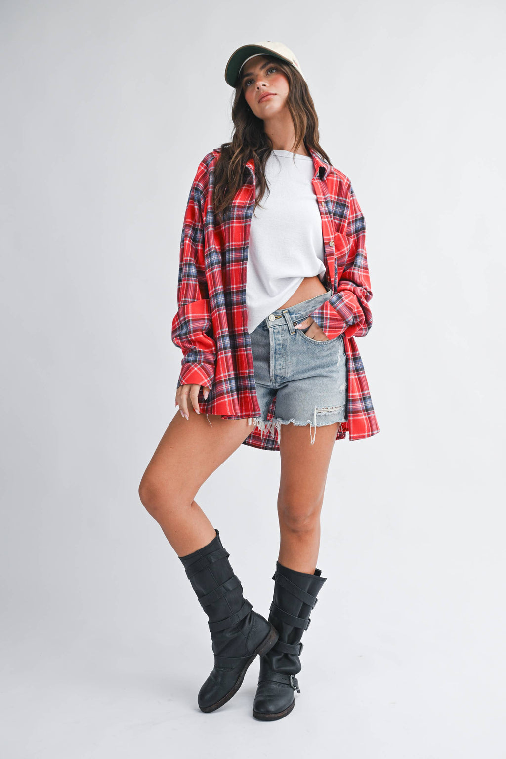 Oversized Plaid Button Down Shirt