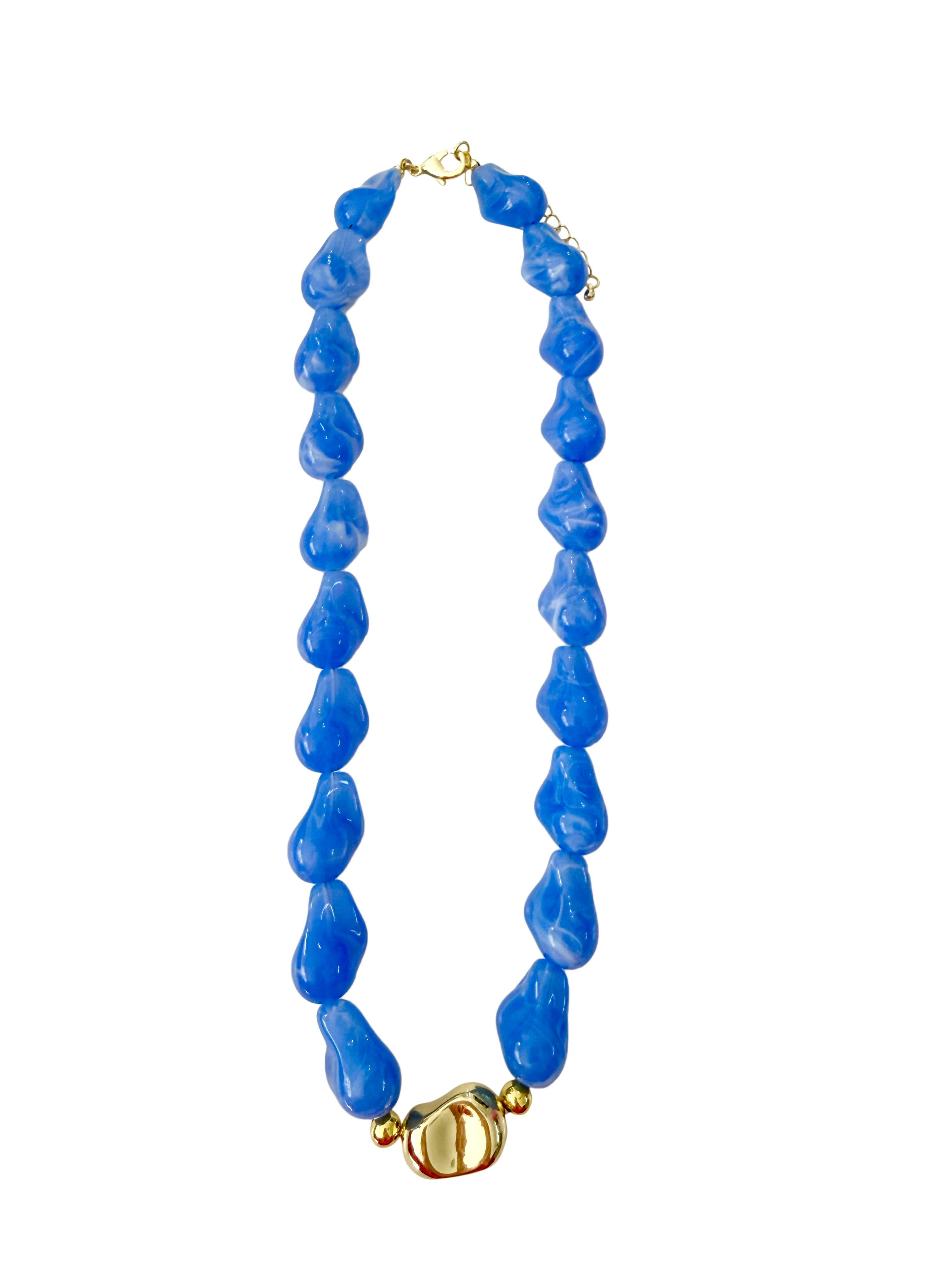 Jazz Chunky Beaded Necklace- Blue