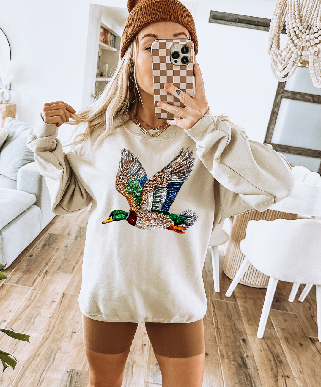 Faux Rhinestone Mallard Duck Sweatshirt