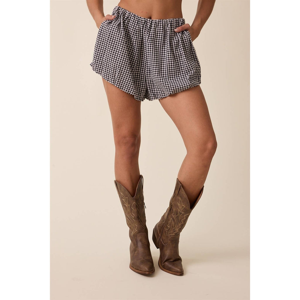 GINGHAM BUBBLE HEM SHORTS