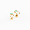 Heart Stack Stud Earrings - Hypoallergenic, Flat Back, Girl