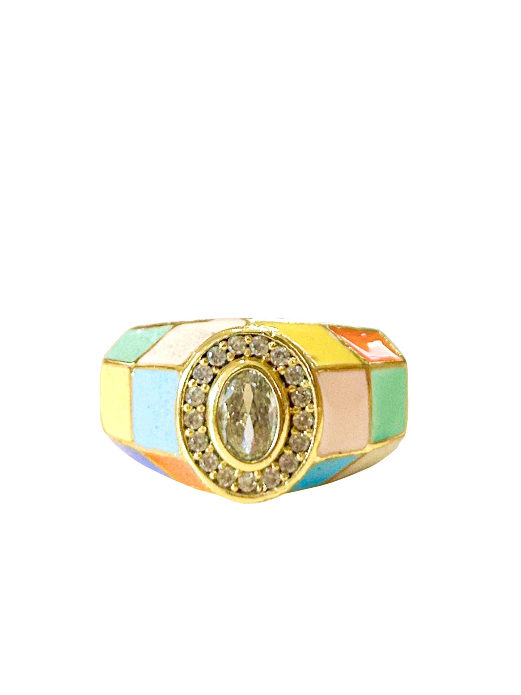 Mosaic Colorful Statement Ring