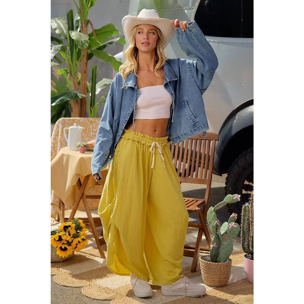 Mustard paperbag pants