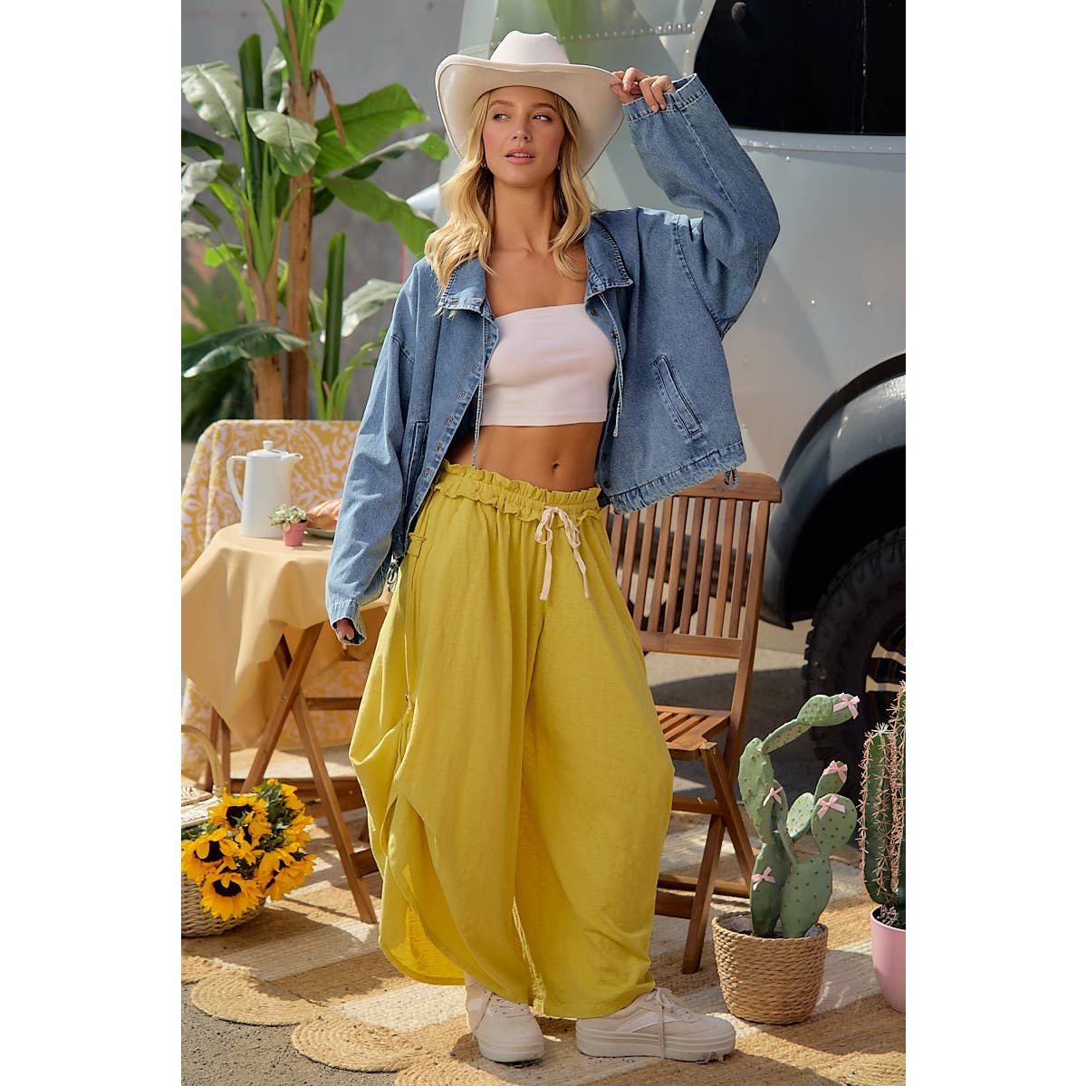 Mustard paperbag pants