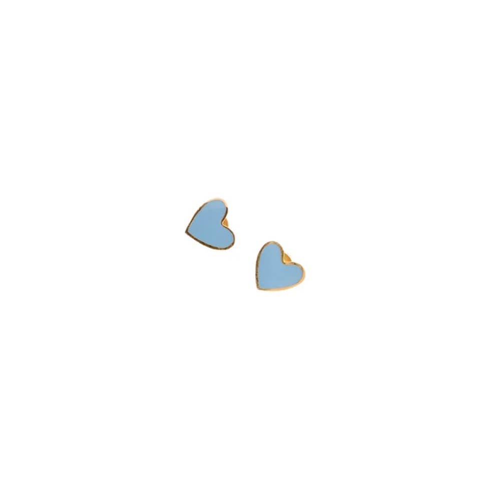Enamel Heart Stud Earring - Hypoallergenic, Flat Back, Girl