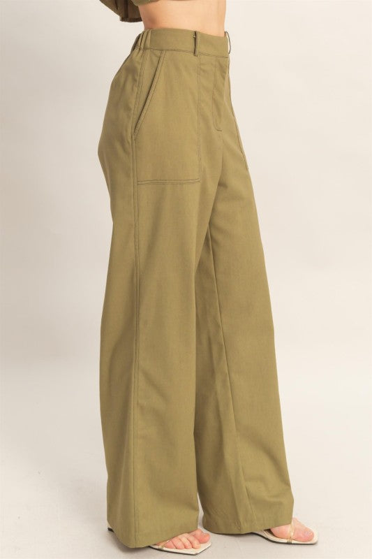 Big pocket wide leg pants