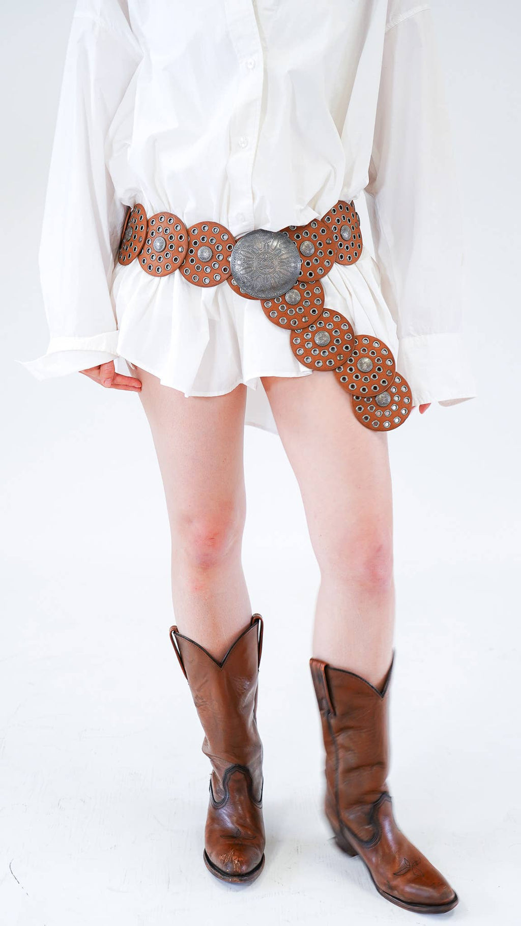 Wide Western Belt for Women | Cowgirl Disc Belt with Grommet