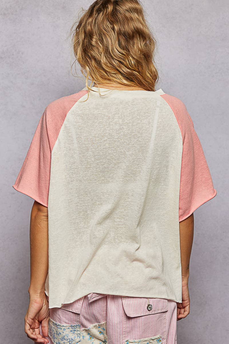 Pink pocket baseball tee