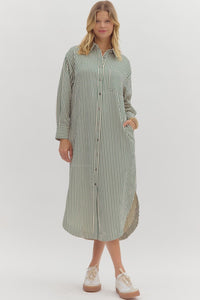 Green striped dress