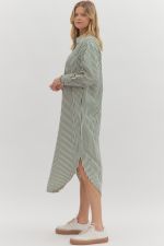 Green striped dress