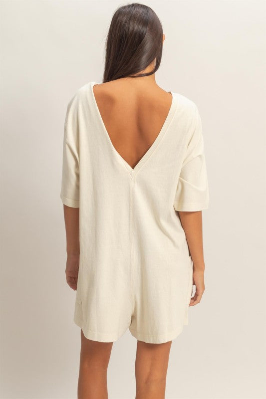 Low back t-shirt romper