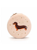 Velvet Jewelry Zip Case / Organizer - Weiner Dog - Cream