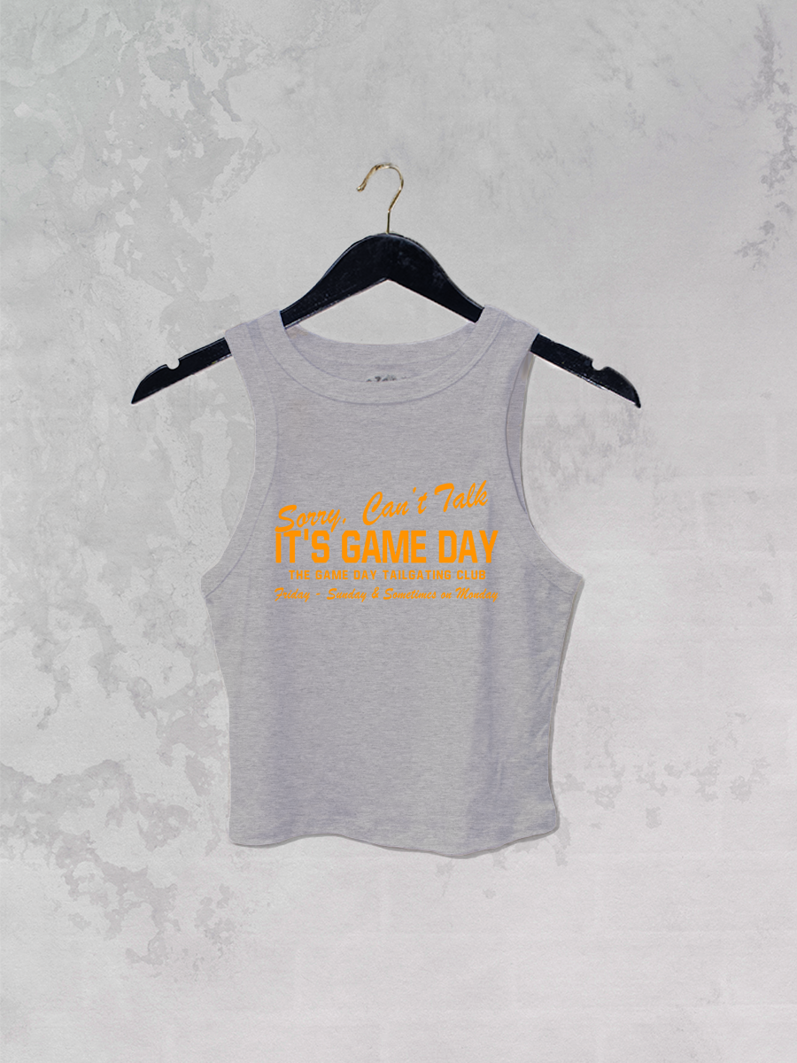 Can't Talk It's Game Day, Micro-Ribbed Cropped Tank