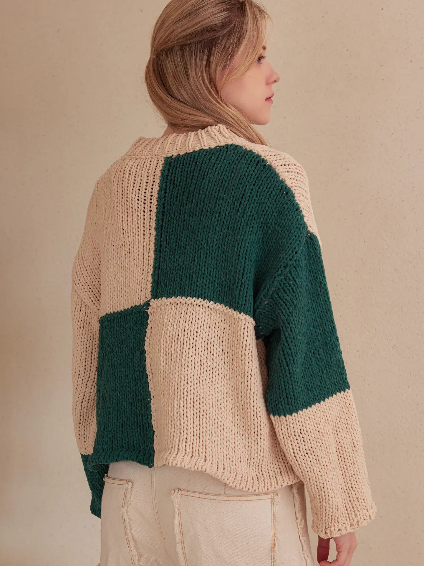 Color block loose sweater