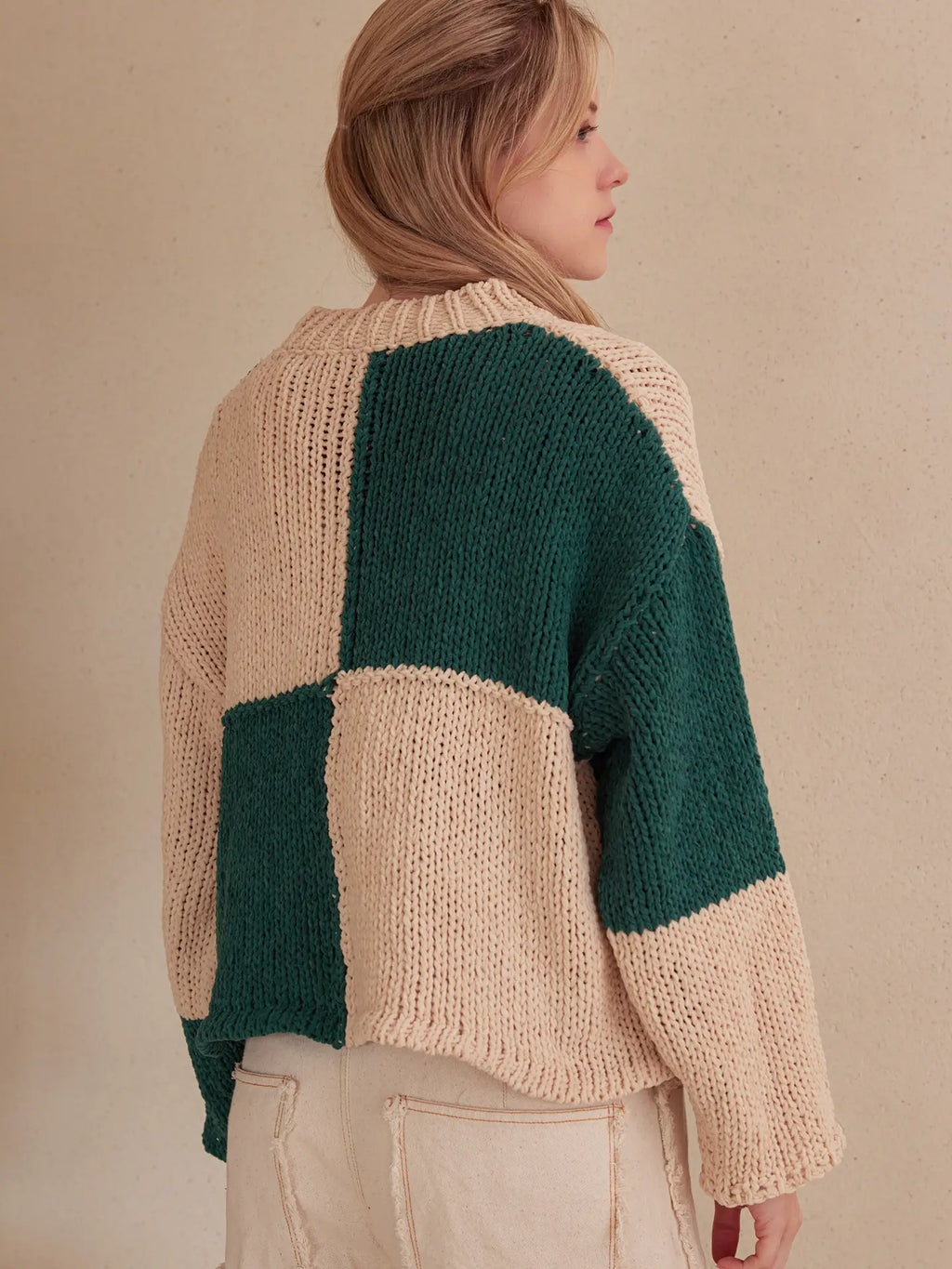 Color block loose sweater