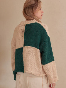 Color block loose sweater