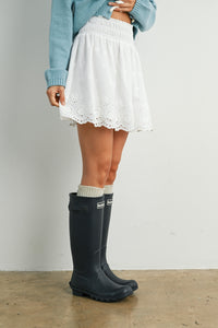 Eyelet Smocked Skirt