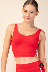 Active striped vneck crop