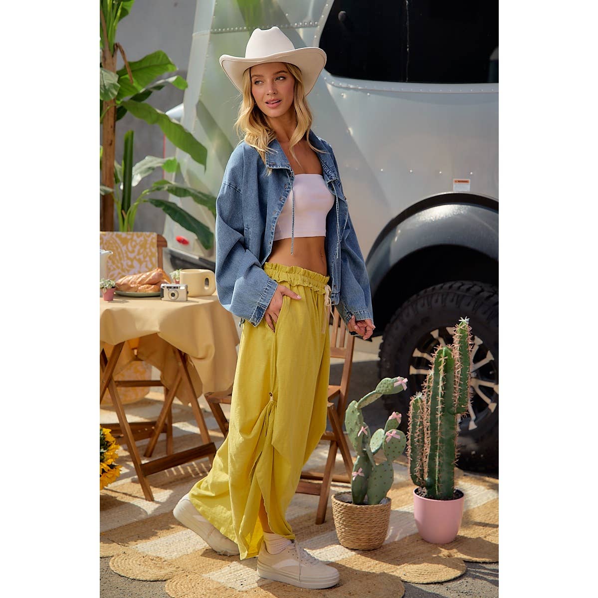 Mustard paperbag pants