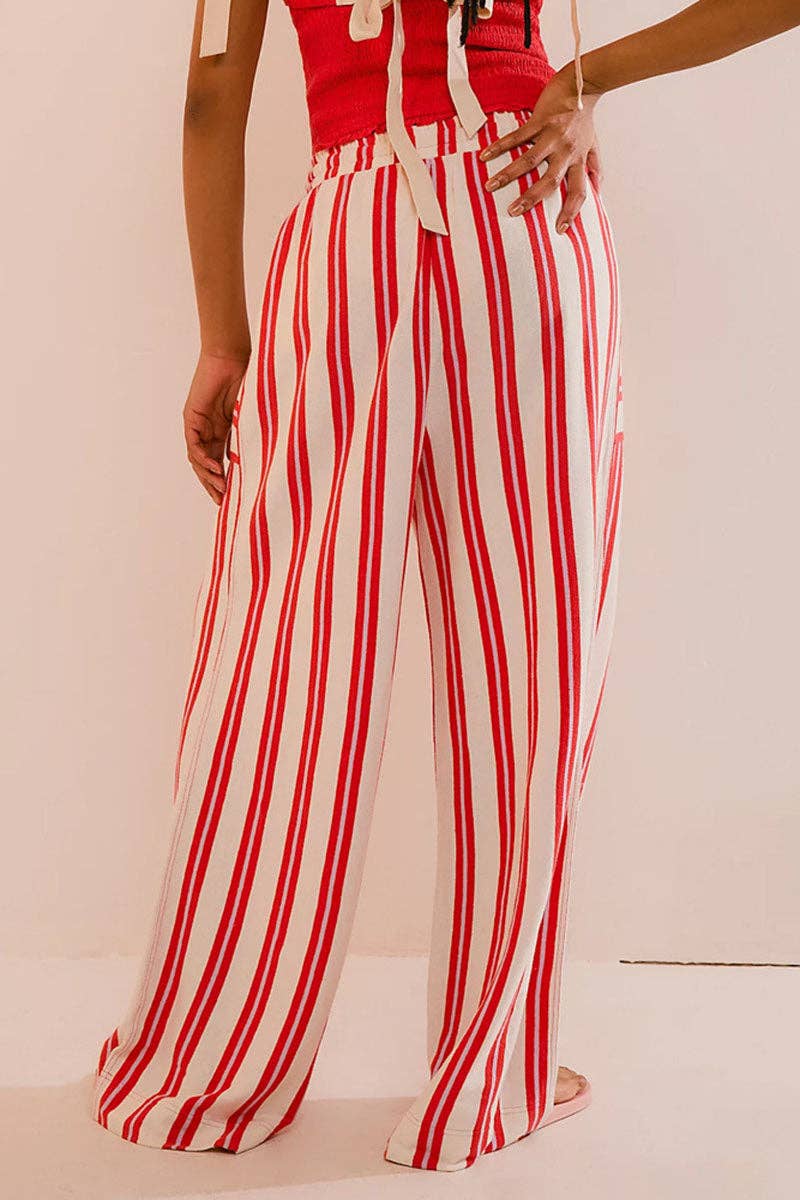 Striped Wide-Leg Casual Pants