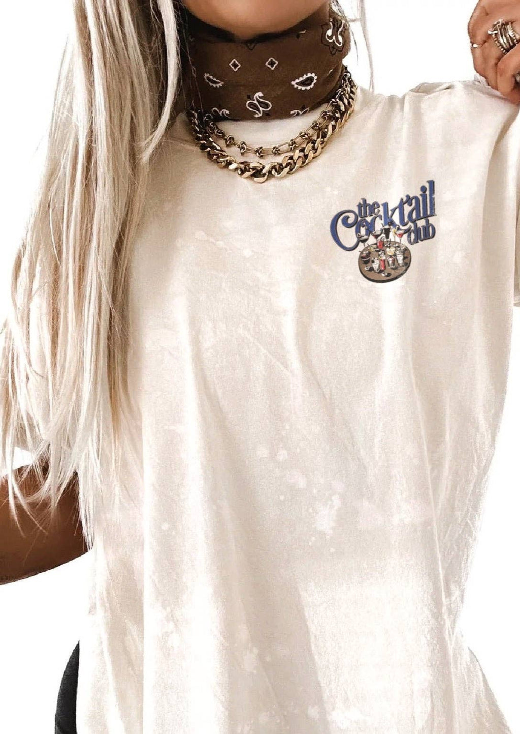 THE COCKTAIL CLUB BLEACHED OUT SIDE SLIT TEE
