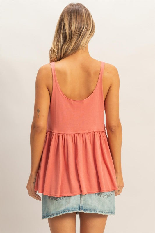 Scoop neck babydoll tank