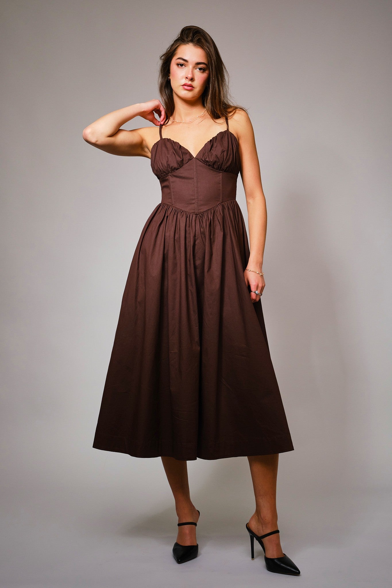 Chocolate A-line dress