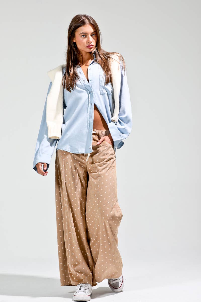 Corduroy mini polka pants