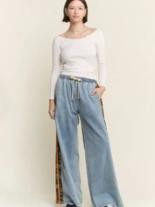 Wide leg camo stripe pants