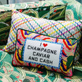 Caviar and Cash Needlepoint Pillow