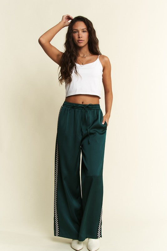 Satin Checkered Striped pants