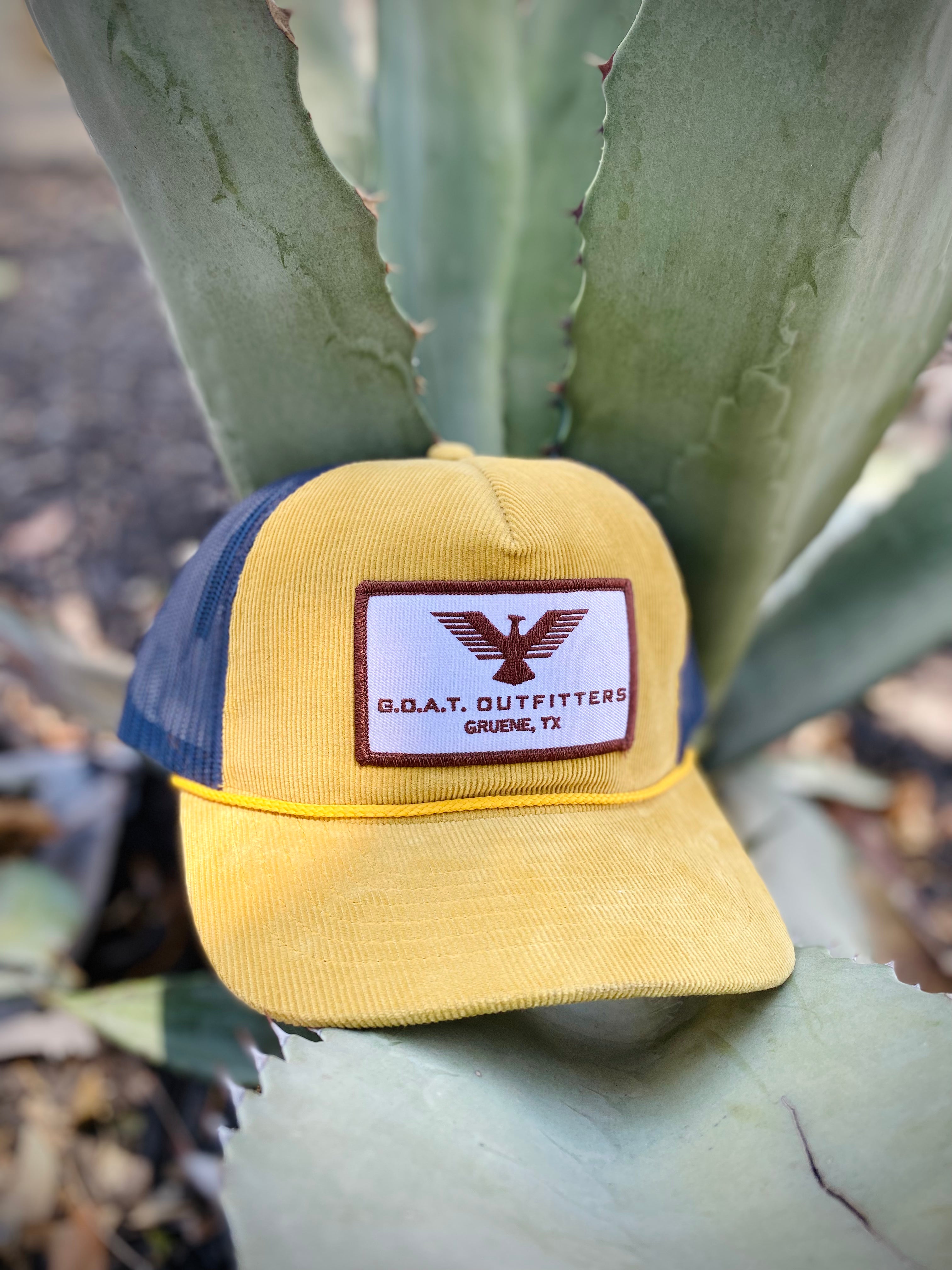 Mustard Corduroy Goat Outfitters hat