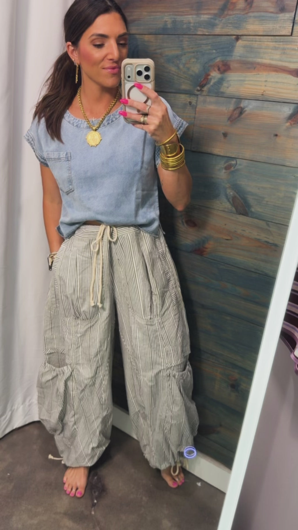 Striped balloon joggers