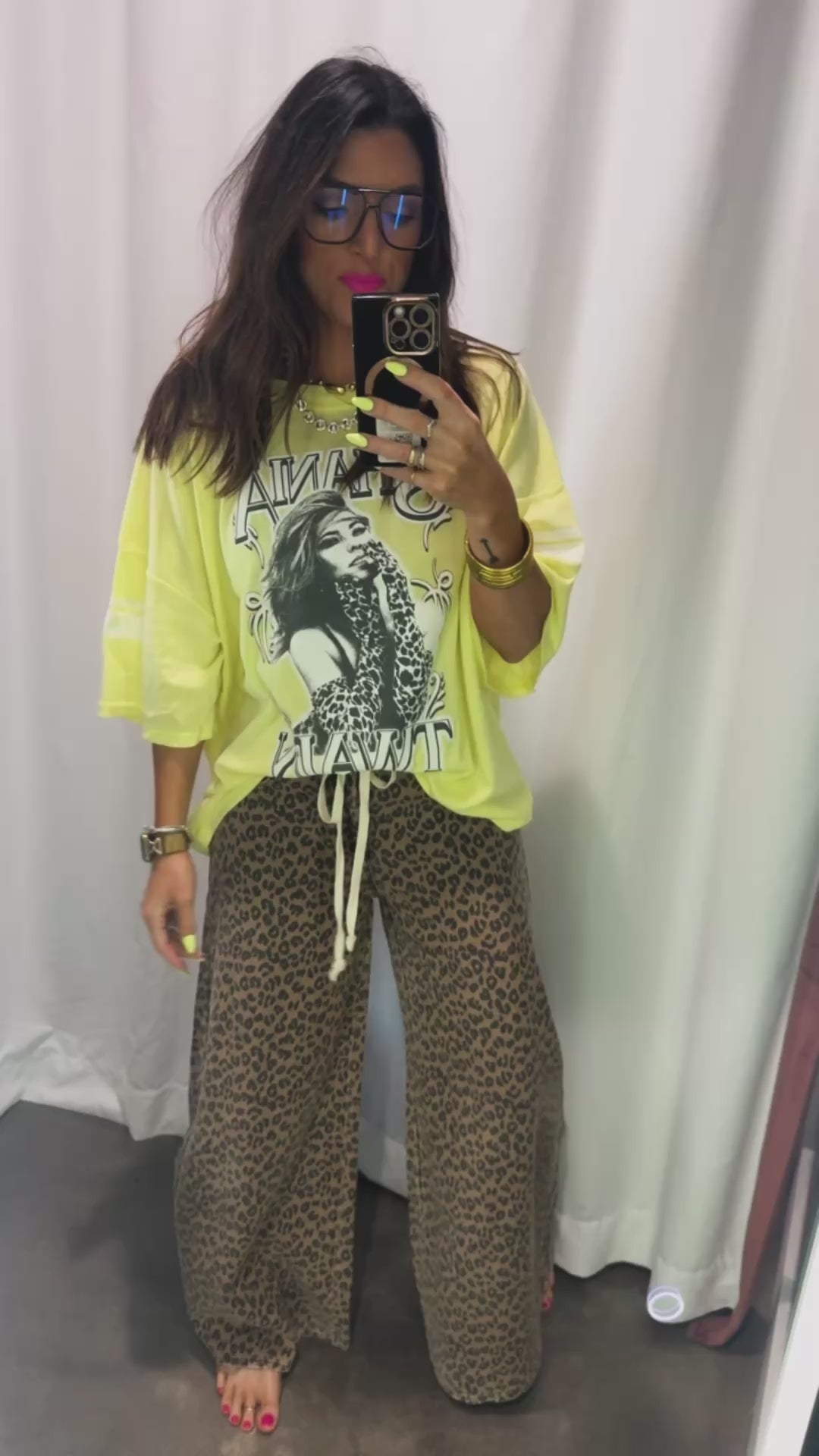 Wide leg leopard pants
