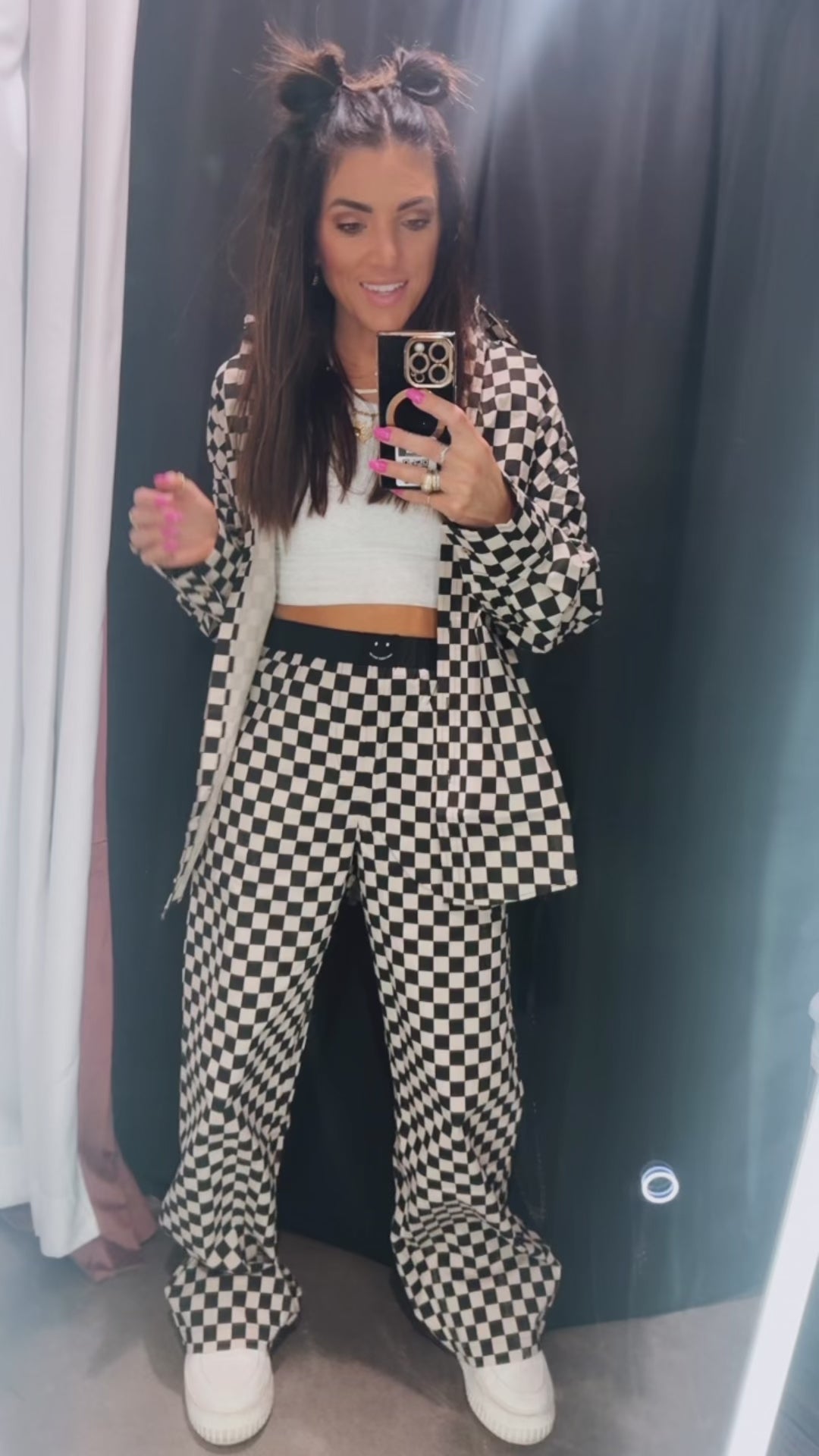 Checkered Long-sleeve Button-Down