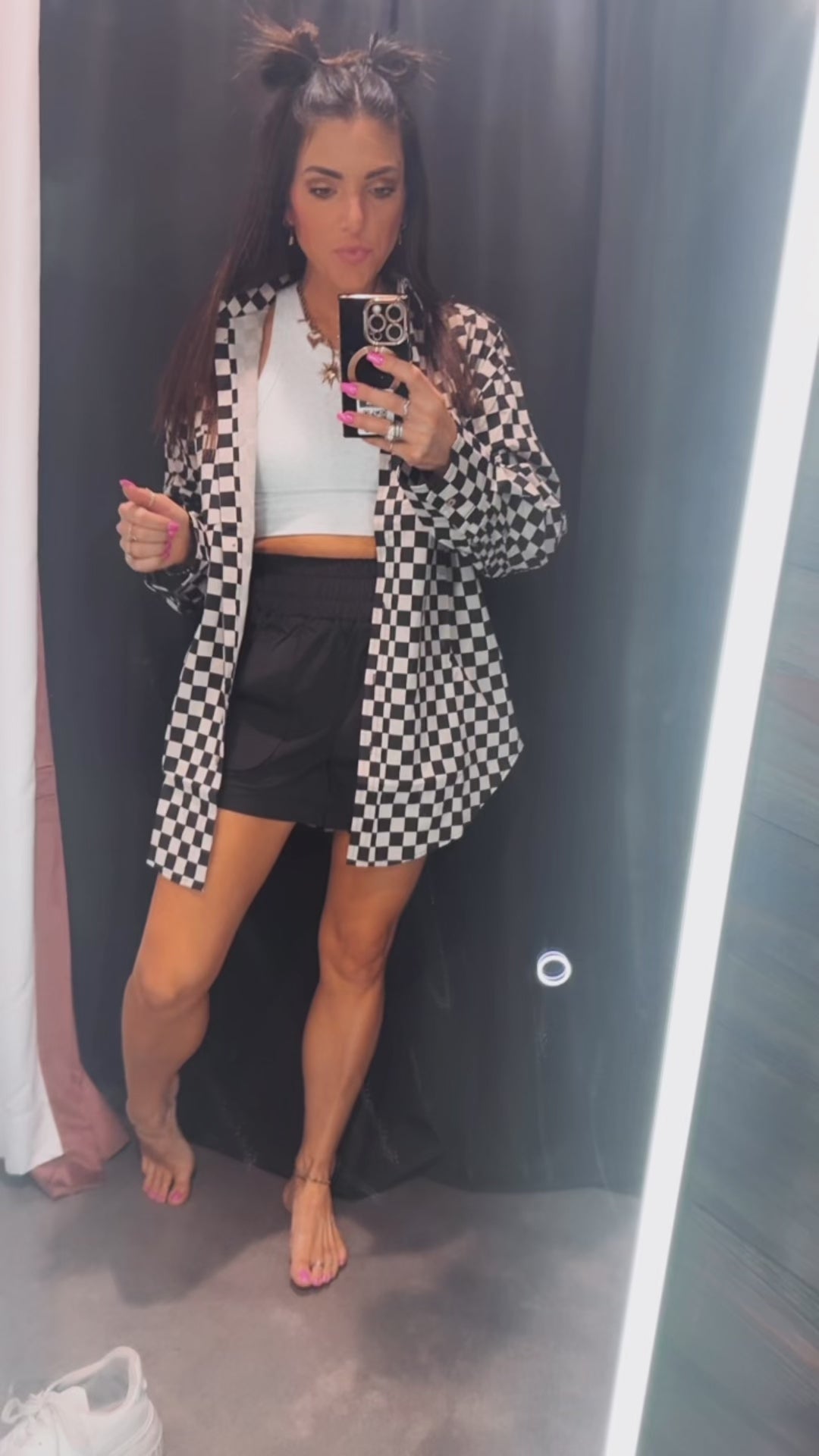 Checkered Long-sleeve Button-Down