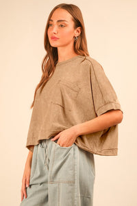 Taupe Mineral Wash Pocket Tee