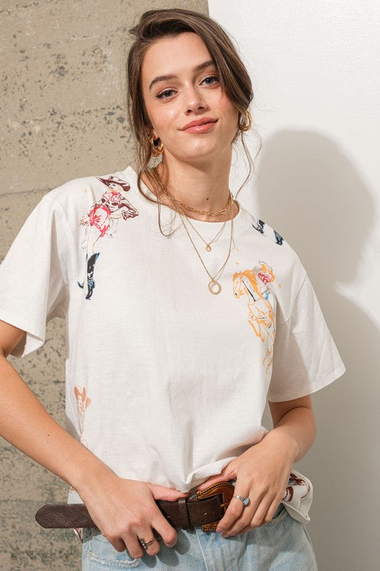 Western Lady Mom Crop Tee