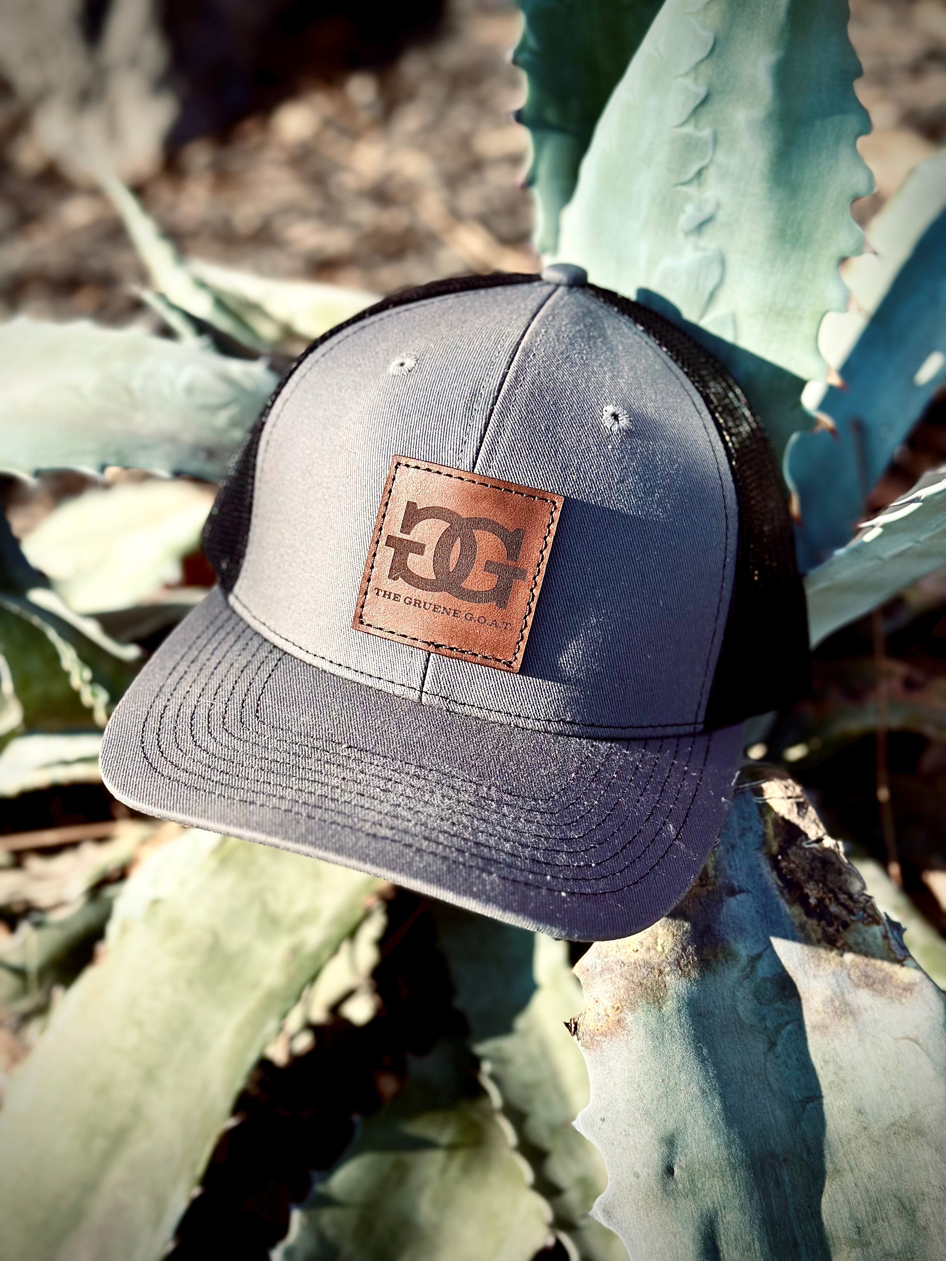 GG Light Grey Leather Patch hat