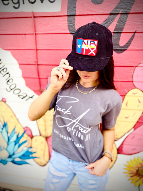 black corduroy NBTX hat